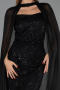 Robe de Soirée Grande Taille Longue Perlé Noir ABU6545