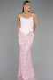 Robe de Soirée Longue Squameuse Poudre ABU6546