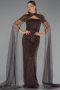 Robe de Soirée Longue Perlé Brun ABU5483