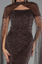 Robe de Soirée Longue Perlé Brun ABU5483