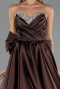 Robe de Soirée Longue Satin Brun ABU5541