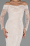 Robe de Soirée Longue Dantelle Beige ABU5617