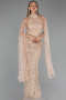 Robe de Soirée Longue Perlé Or ABU6154