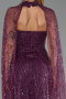 Robe de Soirée Longue Perlé Prune ABU6154