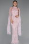 Robe de Soirée Longue Perlé Poudre ABU6154