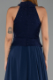 Robe de Soirée Longue Mousseline Bleu Marine ABU6550