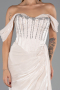Robe de Soirée Longue Mousseline Beige ABU6496