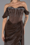 Robe de Soirée Longue Mousseline Brun ABU6496