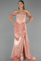 Robe de Soirée Longue Mousseline Saumon ABU6496