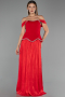 Robe de Soirée Longue Mousseline Rouge ABU6203
