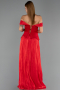 Robe de Soirée Longue Mousseline Rouge ABU6203
