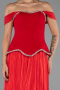 Robe de Soirée Longue Mousseline Rouge ABU6203