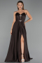 Robe de Soirée Longue Satin Brun ABU6553