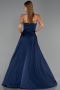 Robe de Soirée Longue Satin Bleu Marine ABU6553
