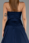 Robe de Soirée Longue Satin Bleu Marine ABU6553