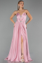 Robe de Soirée Longue Satin Poudre ABU6553