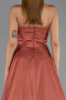 Robe de Soirée Longue Satin Marron Clair ABU6553