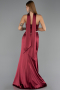Robe de Soirée Longue Satin Rouge Bordeaux ABU6554