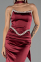 Robe de Soirée Longue Satin Rouge Bordeaux ABU6554