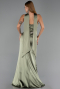 Robe de Soirée Longue Satin Kaki ABU6554