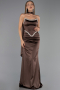 Robe de Soirée Longue Satin Brun ABU6554