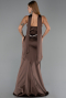 Robe de Soirée Longue Satin Brun ABU6554