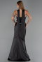 Robe de Soirée Longue Satin Noir ABU6554