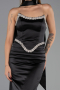 Robe de Soirée Longue Satin Noir ABU6554