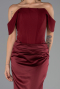 Robe Queue de Poisson Longue Satin Rouge Bordeaux ABU6525