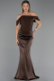 Robe Queue de Poisson Longue Satin Brun ABU6525
