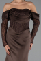 Robe de Soirée Longue Satin Brun ABU6555