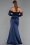 Robe de Soirée Longue Satin Bleu Marine ABU6555