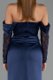 Robe de Soirée Longue Satin Bleu Marine ABU6555