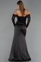Robe de Soirée Longue Satin Noir ABU6555