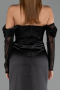 Robe de Soirée Longue Satin Noir ABU6555