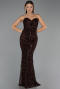 Robe de Soirée Longue Squameuse Brun ABU6556