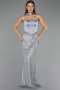 Robe de Soirée Longue Perlé Anthracite ABU6238