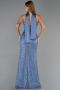 Robe de Soirée Grande Taille Longue Perlé Indigo ABU6258