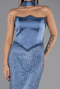Robe de Soirée Grande Taille Longue Perlé Indigo ABU6258