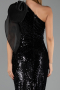 Robe de Soirée Longue Squameuse Noir ABU6559