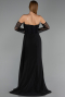 Robe De Soirée Mousseline Longue Noir ABU5791