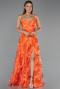 Robe De Graduation Grande Taille Longue Orange ABU6558