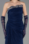 Robe de Soirée Longue Dantelle Bleu Marine ABU6562