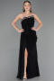 Robe de Soirée Longue Dantelle Noir ABU6562