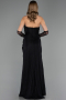 Robe de Soirée Longue Dantelle Noir ABU6562