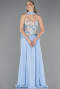 Robe de Soirée Longue Mousseline Bleu clair ABU6391