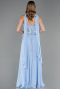 Robe de Soirée Longue Mousseline Bleu clair ABU6391