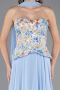 Robe de Soirée Longue Mousseline Bleu clair ABU6391