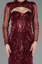 Robe de Soirée Longue Perlé Rouge Bordeaux ABU6564