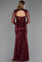 Robe de Soirée Longue Perlé Rouge Bordeaux ABU6564